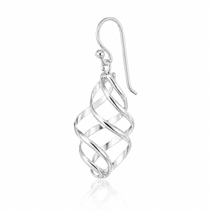 Twisted Infinity Spiral Earrings in 925 sterling silver – angle view