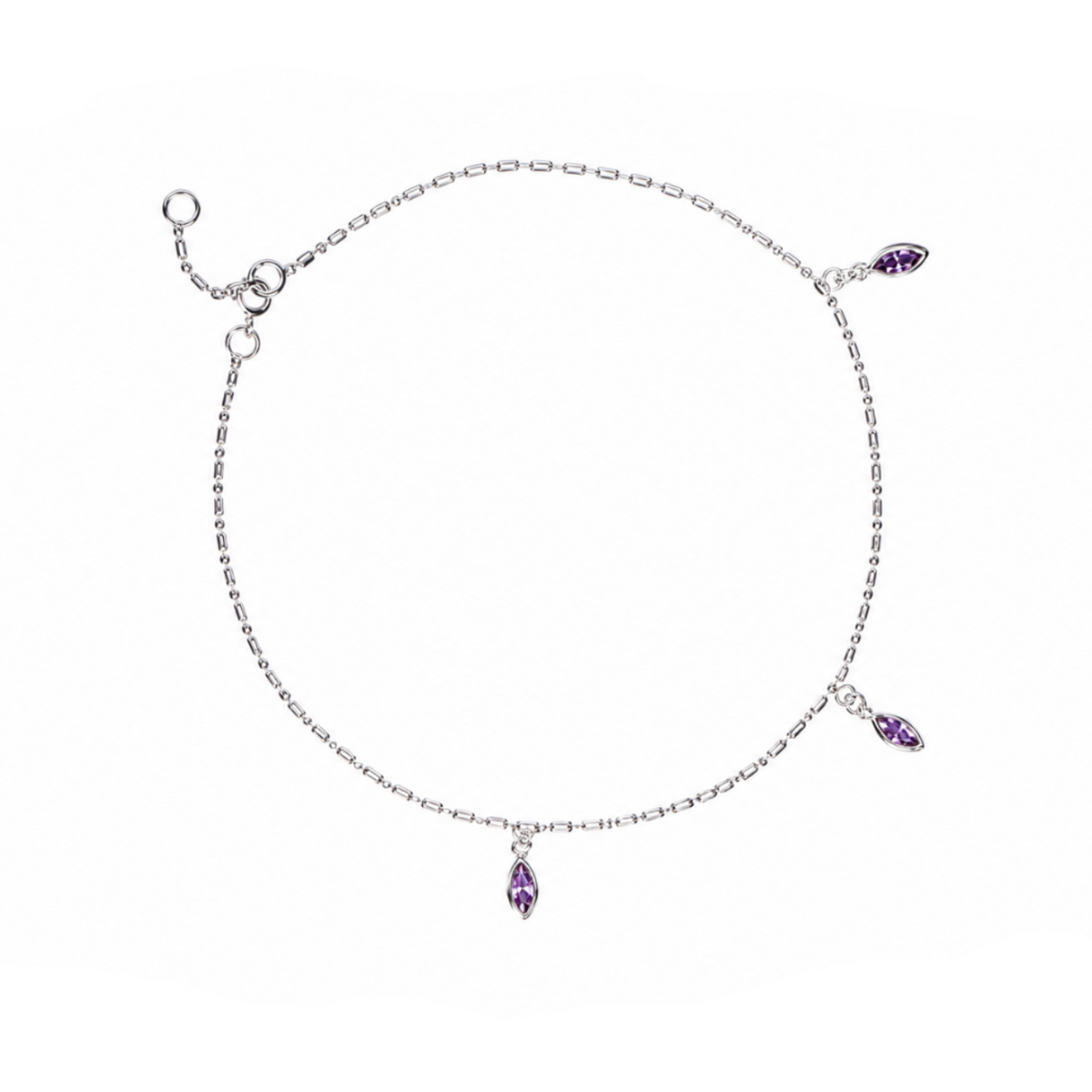 Violet Marquise Drop Anklet in 925 sterling silver – main view