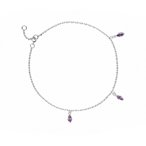 Violet Marquise Drop Anklet in 925 sterling silver – main view