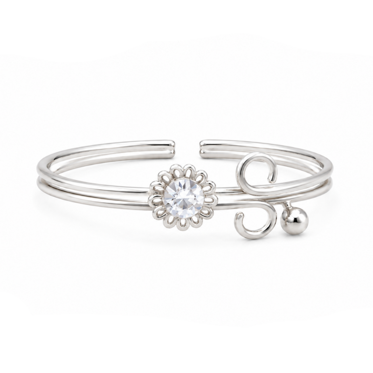 Floral Scroll Double-Band Toe Ring in 925 sterling silver – additional view