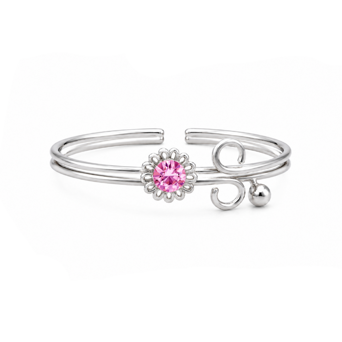 Floral Scroll Double-Band Toe Ring in 925 sterling silver – main view
