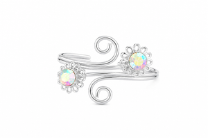 Luxury Double Blossom Swirl Toe Ring in 925 sterling silver – additional view