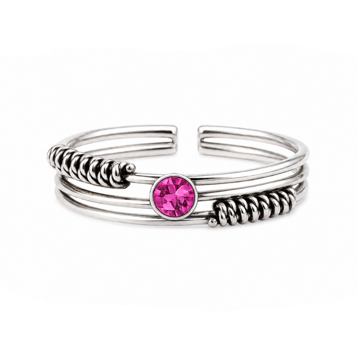 Regal Coil Gem Toe Ring in 925 sterling silver – side view