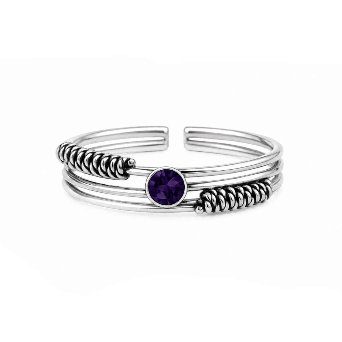Regal Coil Gem Toe Ring in 925 sterling silver – main view