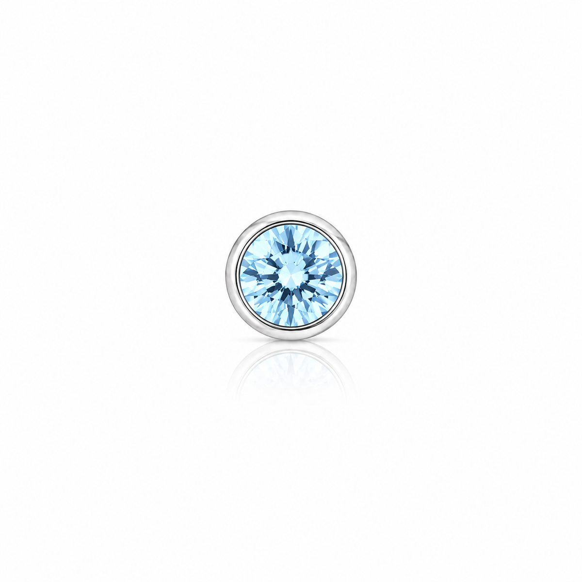 2mm Round Crystal Glue-Set Nose Stud in 925 sterling silver – back view