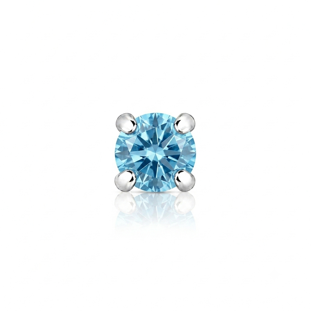 2mm Round Crystal Prong-Set Nose Stud in 925 sterling silver – back view