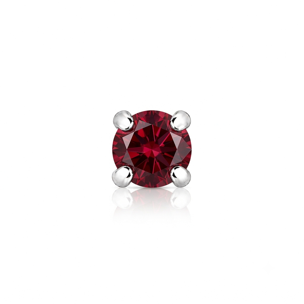 2mm Round Crystal Prong-Set Nose Stud in 925 sterling silver – model view