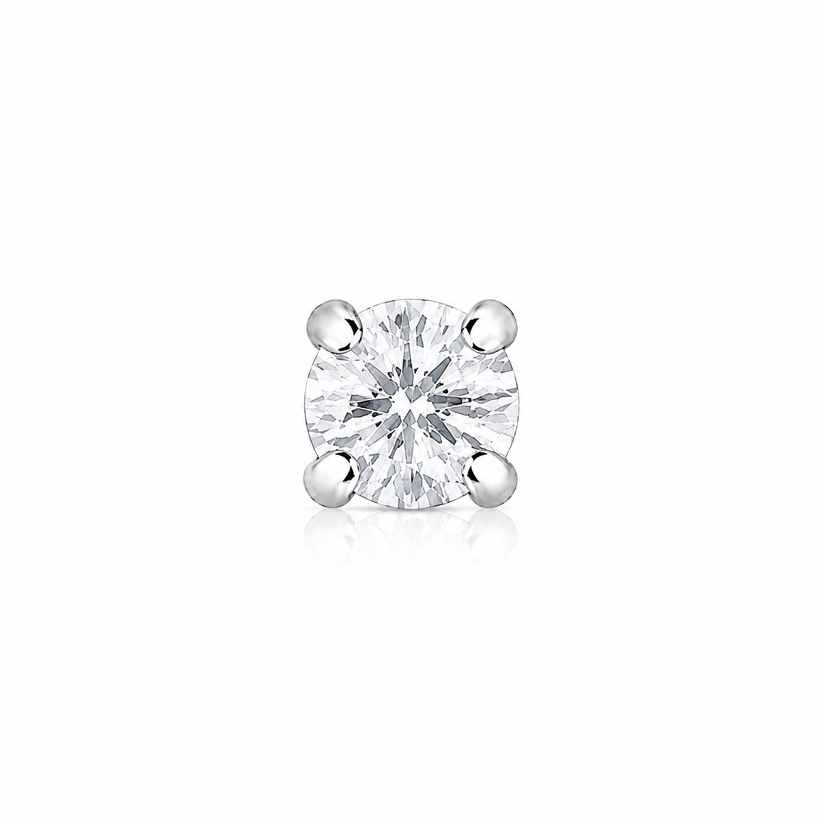 2mm Round Crystal Prong-Set Nose Stud in 925 sterling silver – angle view