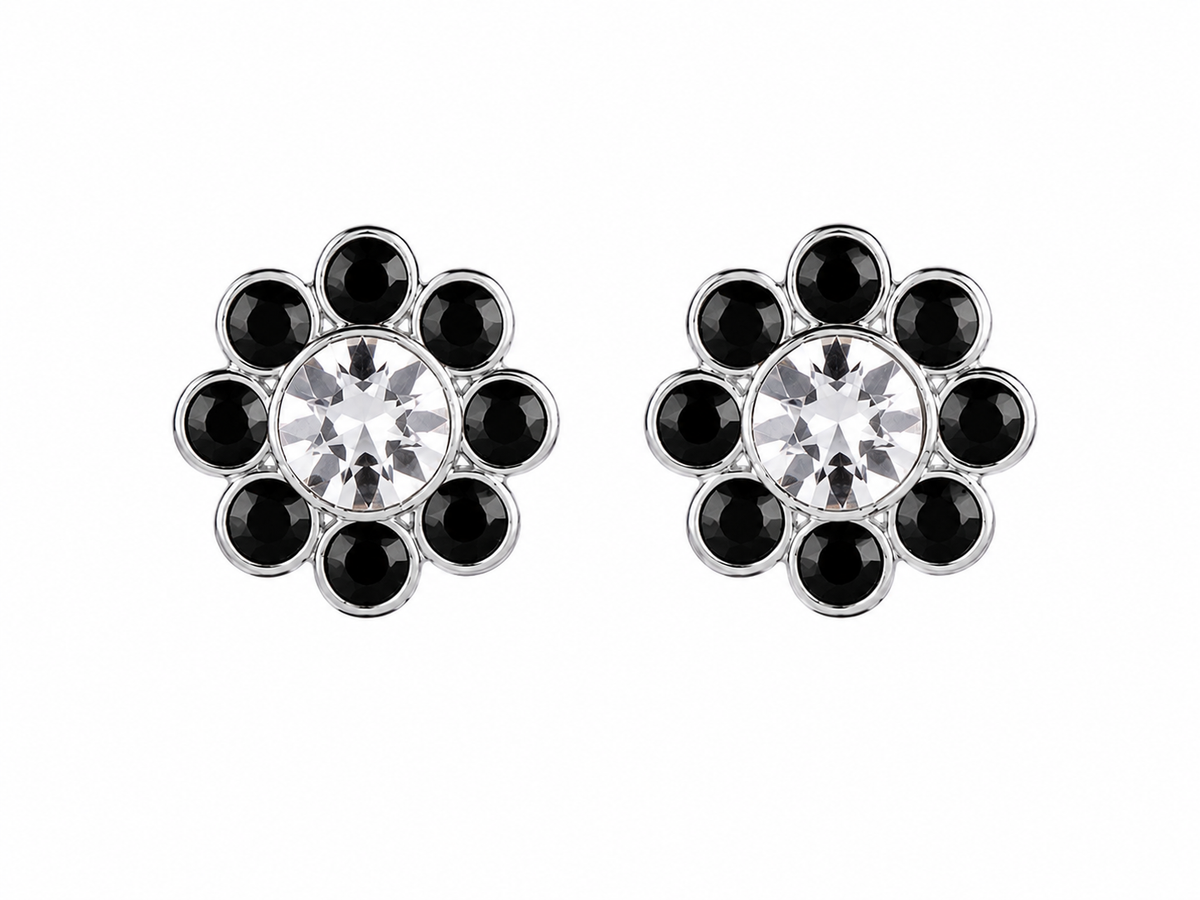 Bloom Halo Flower Stud Earrings in 925 sterling silver – additional view