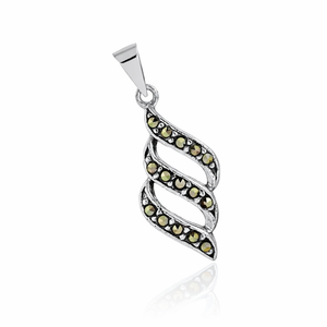 Marcasite Three-Wave Pendant in 925 sterling silver – main view