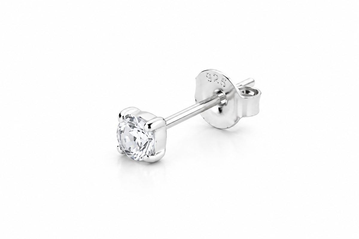 Luna Solitaire Birthstone Stud Earrings in 925 sterling silver – additional view