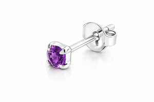 Luna Solitaire Birthstone Stud Earrings in 925 sterling silver – side view