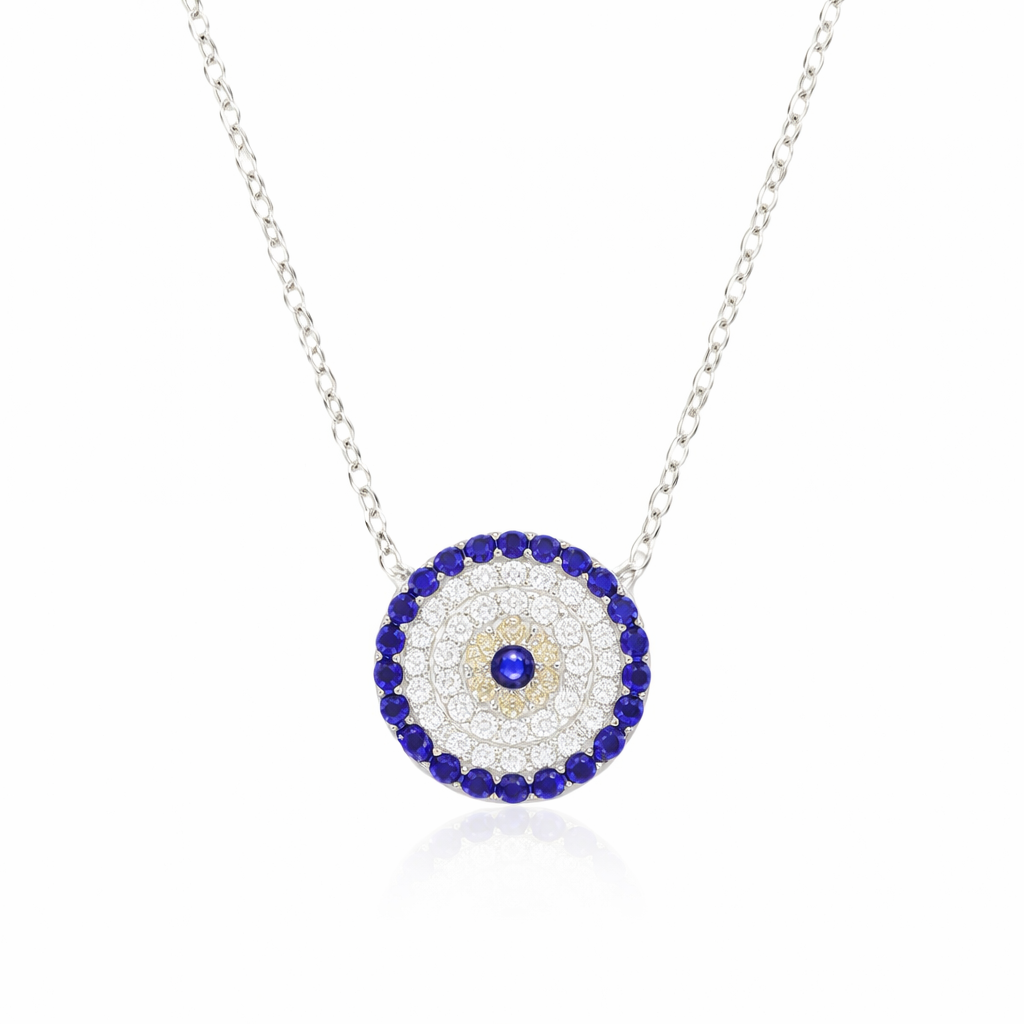Bohemian Blue Eye Necklace in 925 sterling silver – main view