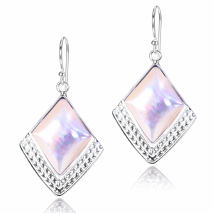 Black Onyx Textured Square Drop Earrings in 925 sterling silver – additional view