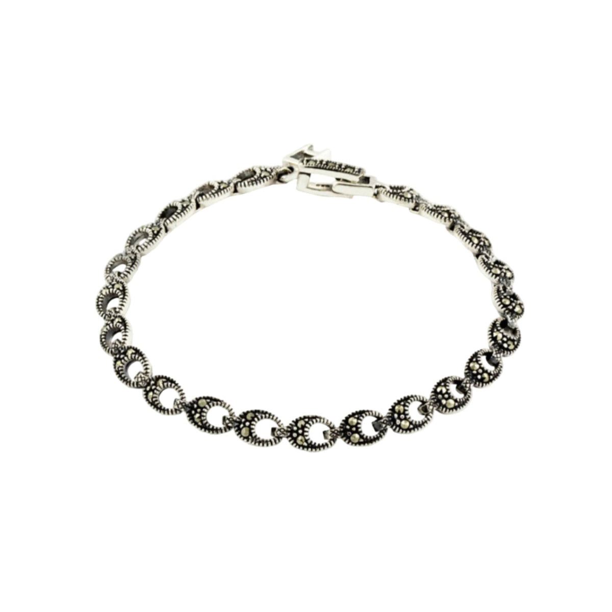 Marcasite Teardrop Cut Out Link Bracelet