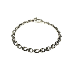 Marcasite Teardrop Cut Out Link Bracelet