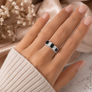 Amara Five-Stone Crystal Ring in 925 sterling silver – angle view