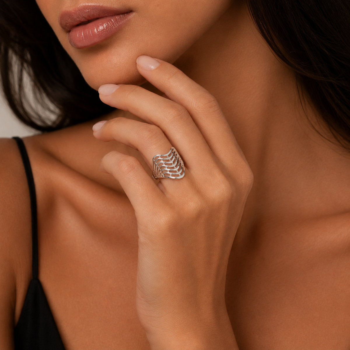 Aurelia Sculptural Wave Ring