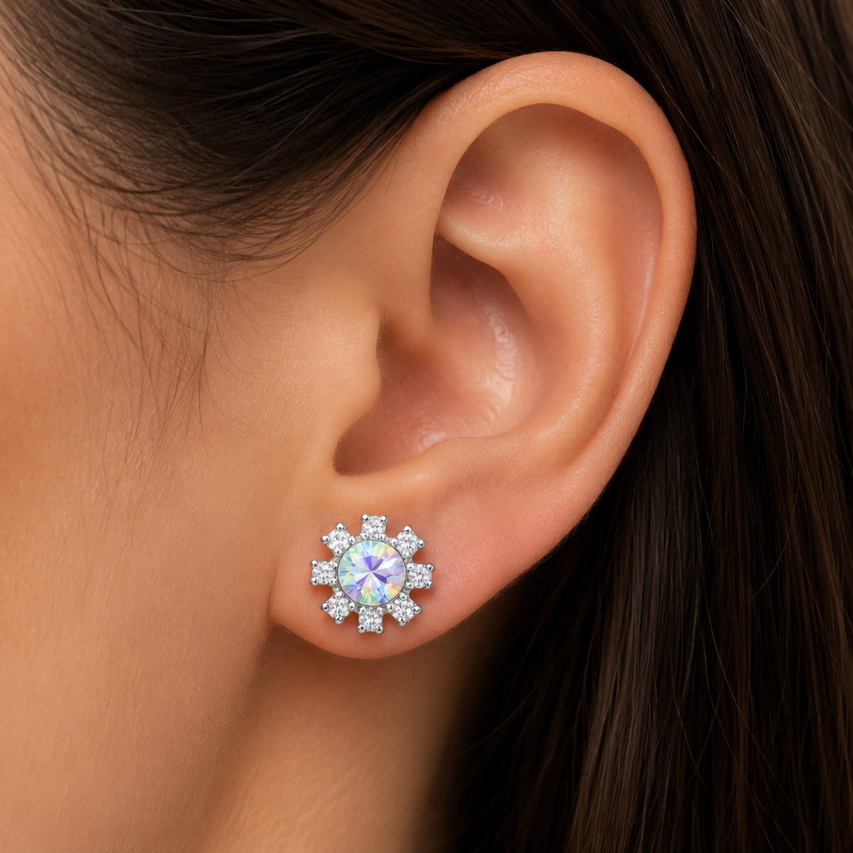 Boucles d'oreilles puces flocon de neige Aurora