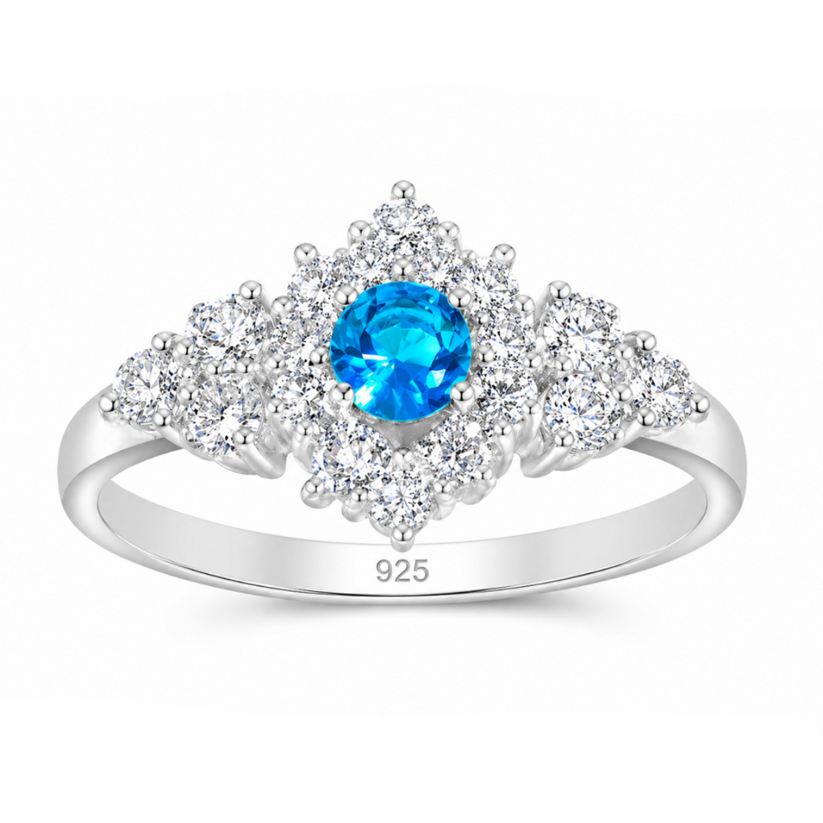 Azure Bloom Blue Crystal Flower Ring
