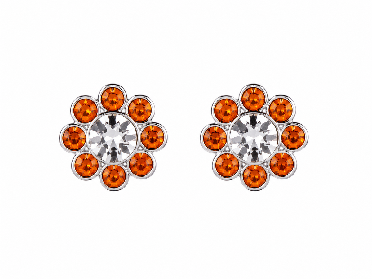 Bloom Halo Flower Stud Earrings in 925 sterling silver – side view
