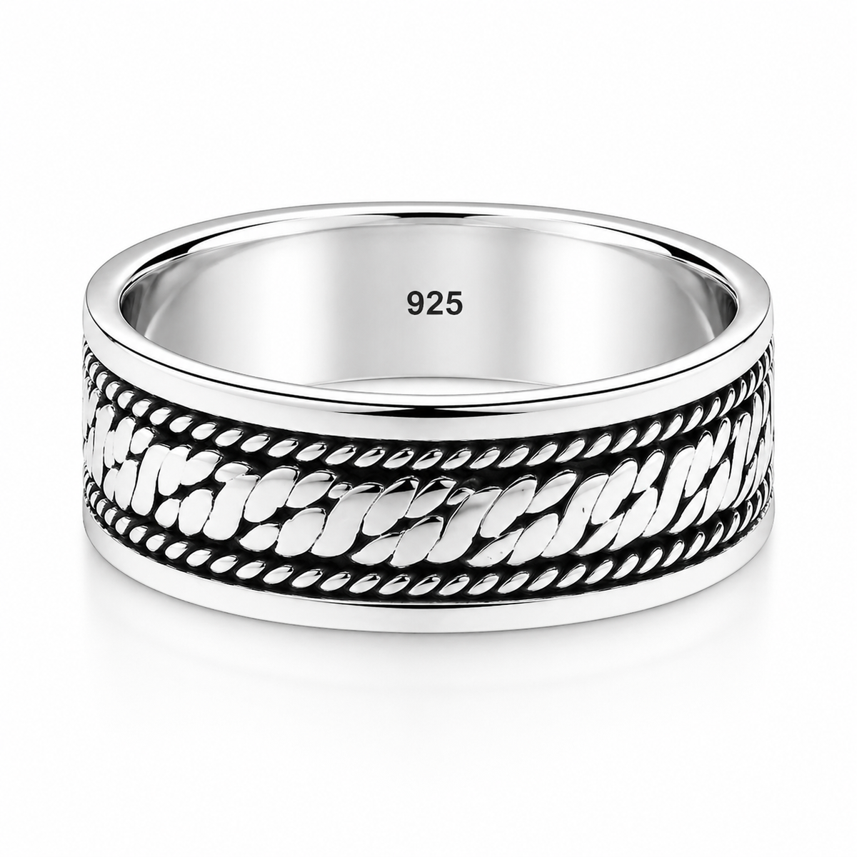 Braided Rope Band Ring in 925 sterling silver – main view