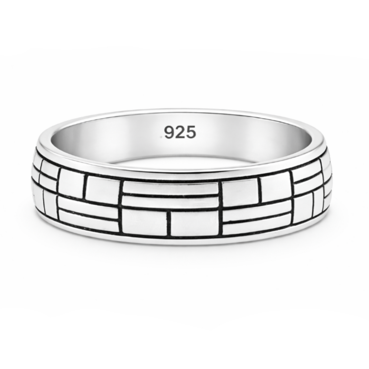Brick Pattern Band Ring in 925 sterling silver – main view