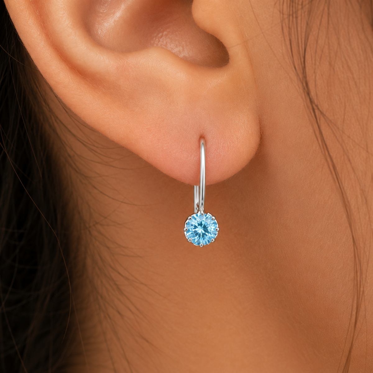 Celeste Solitaire Drop Earrings in 925 sterling silver – additional view