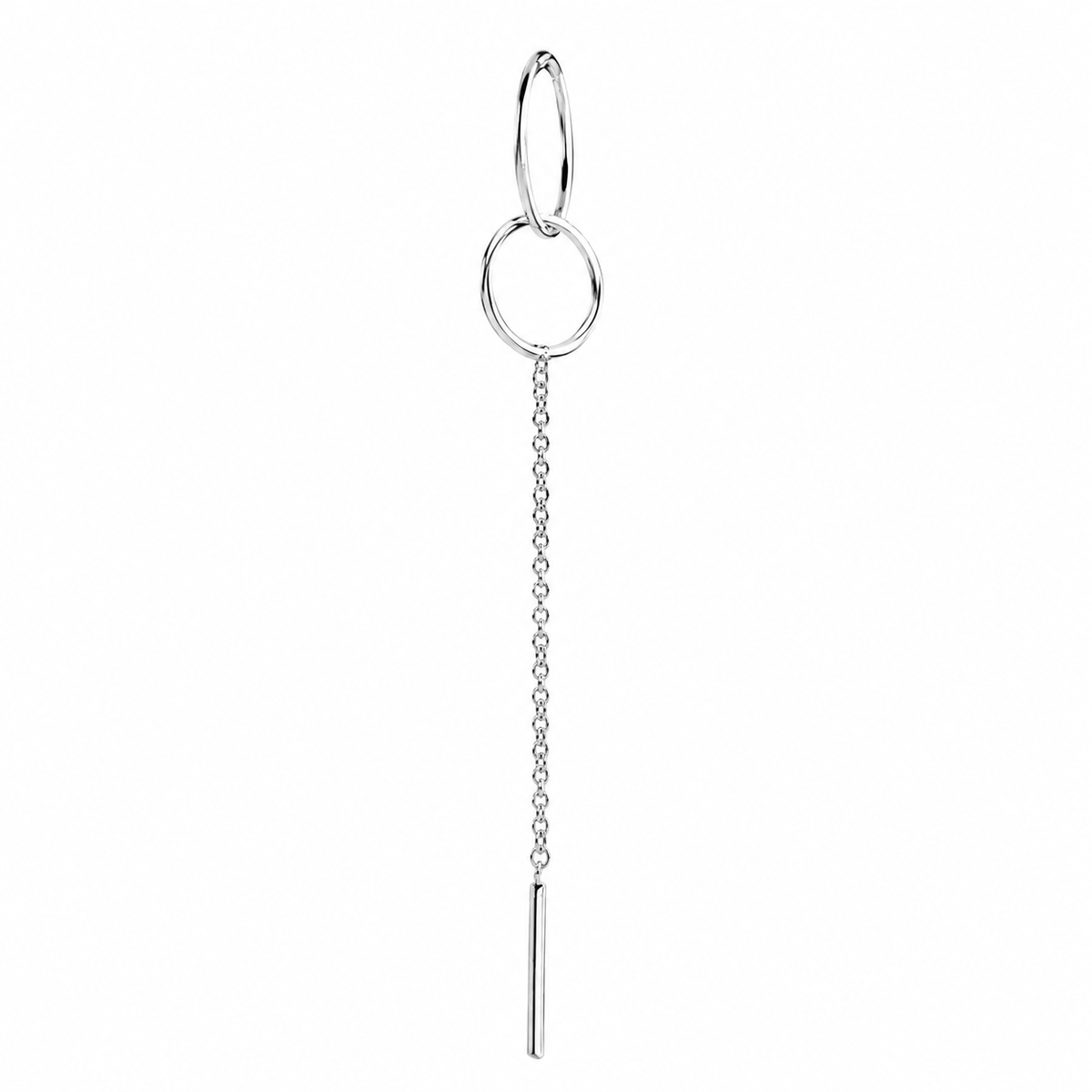 Celestia Double Halo Threader Earrings in 925 sterling silver – angle view