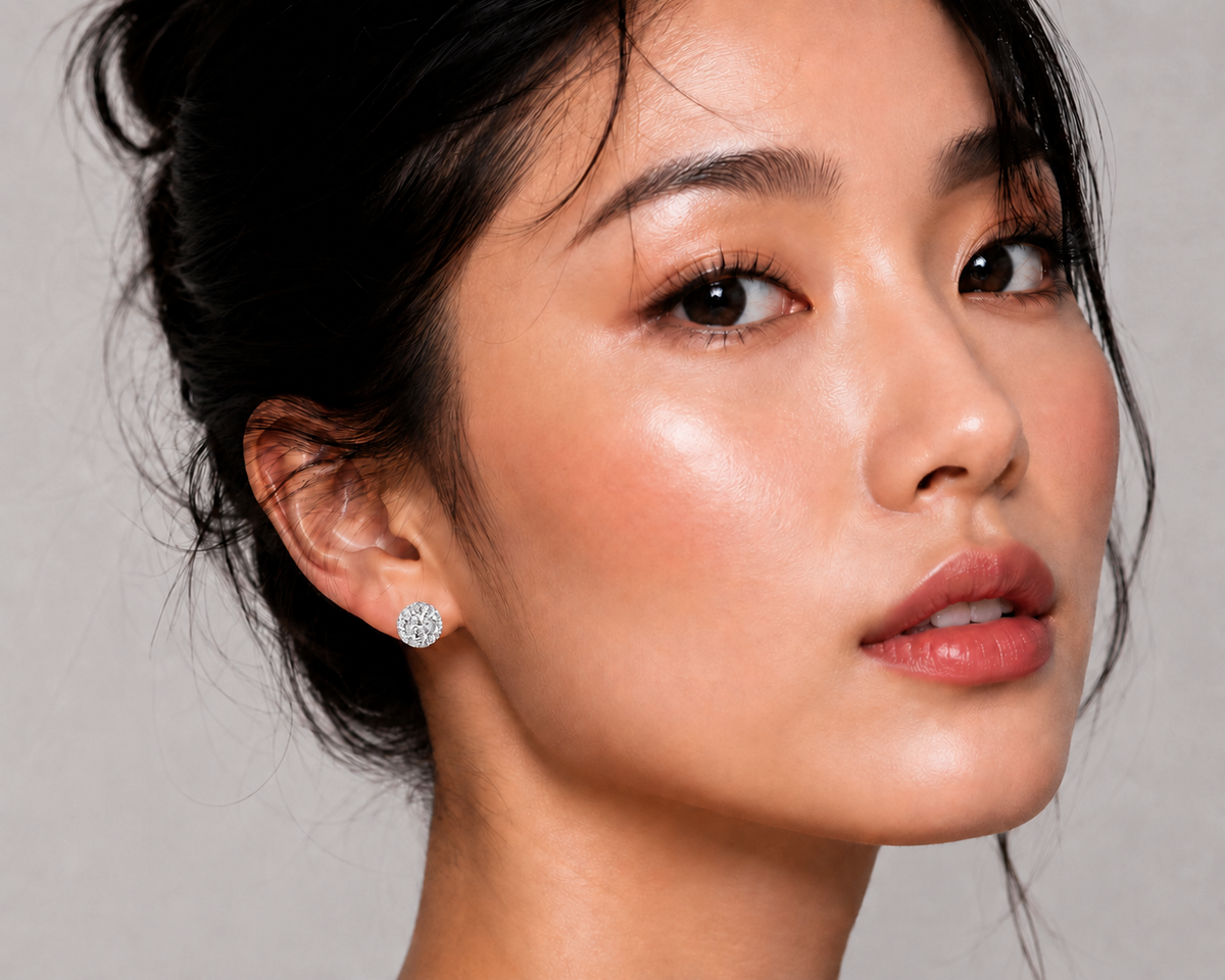 Celestia Pavé Sphere Stud Earrings in 925 sterling silver – additional view
