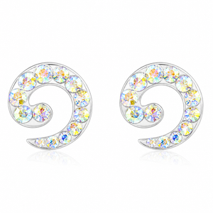 Celestia Spiral Crystal Stud Earrings in 925 sterling silver – main view