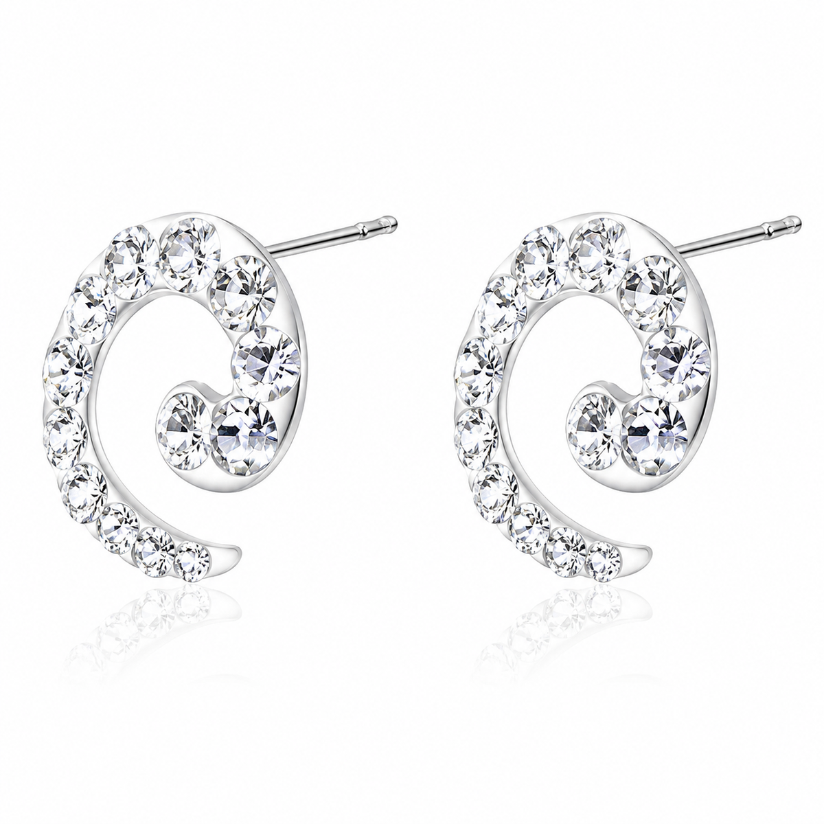 Celestia Spiral Crystal Stud Earrings in 925 sterling silver – additional view