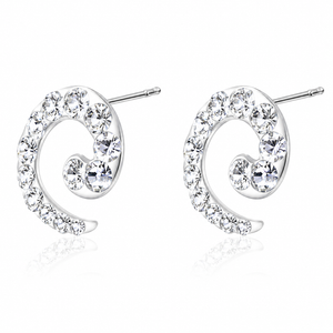 Celestia Spiral Crystal Stud Earrings in 925 sterling silver – additional view