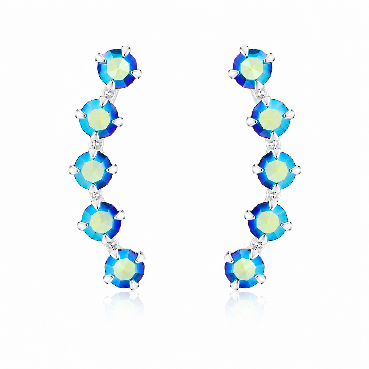 Celestial Cascade Crystal Climber Earrings in 925 sterling silver – main view