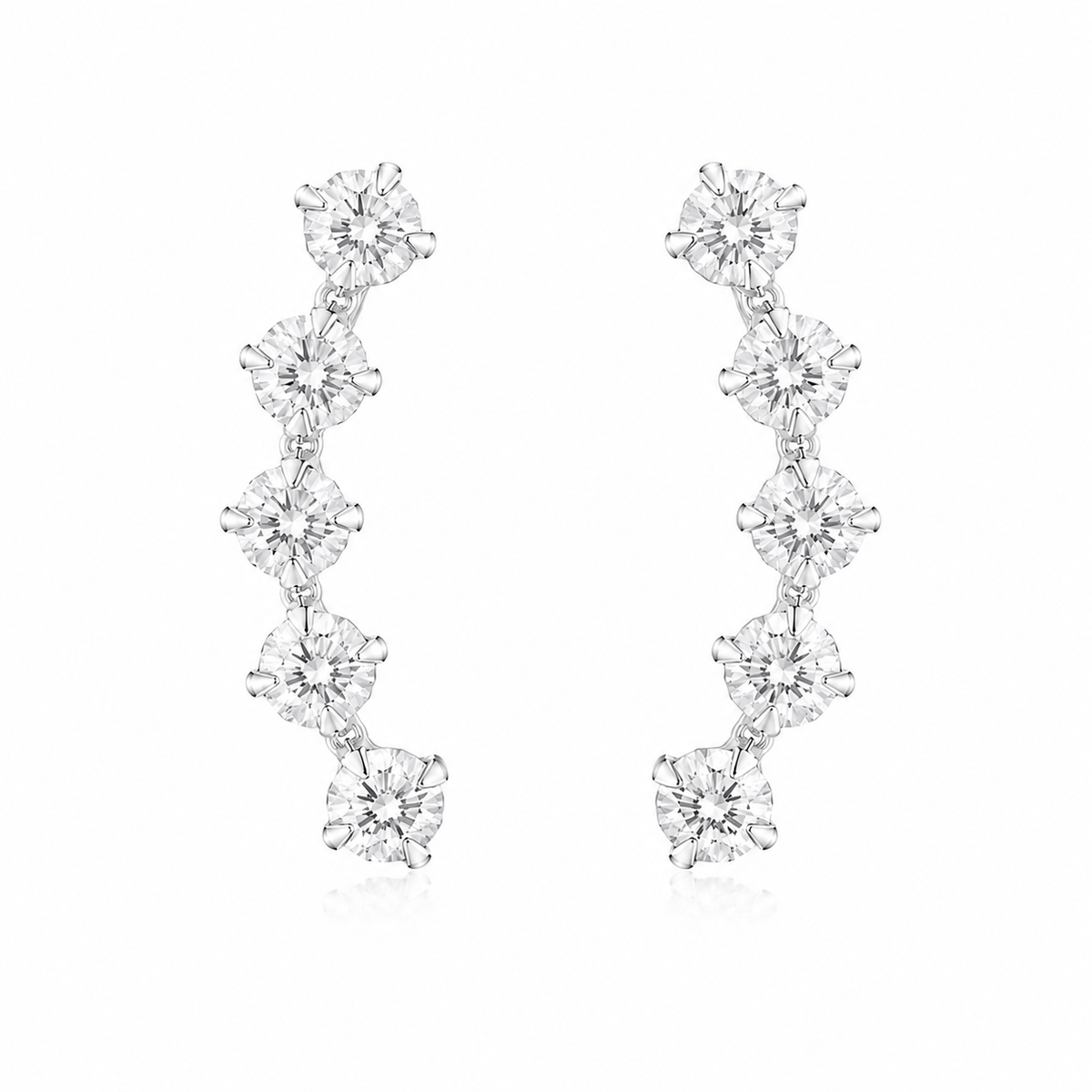 Celestial Cascade Crystal Climber Earrings in 925 sterling silver – side view