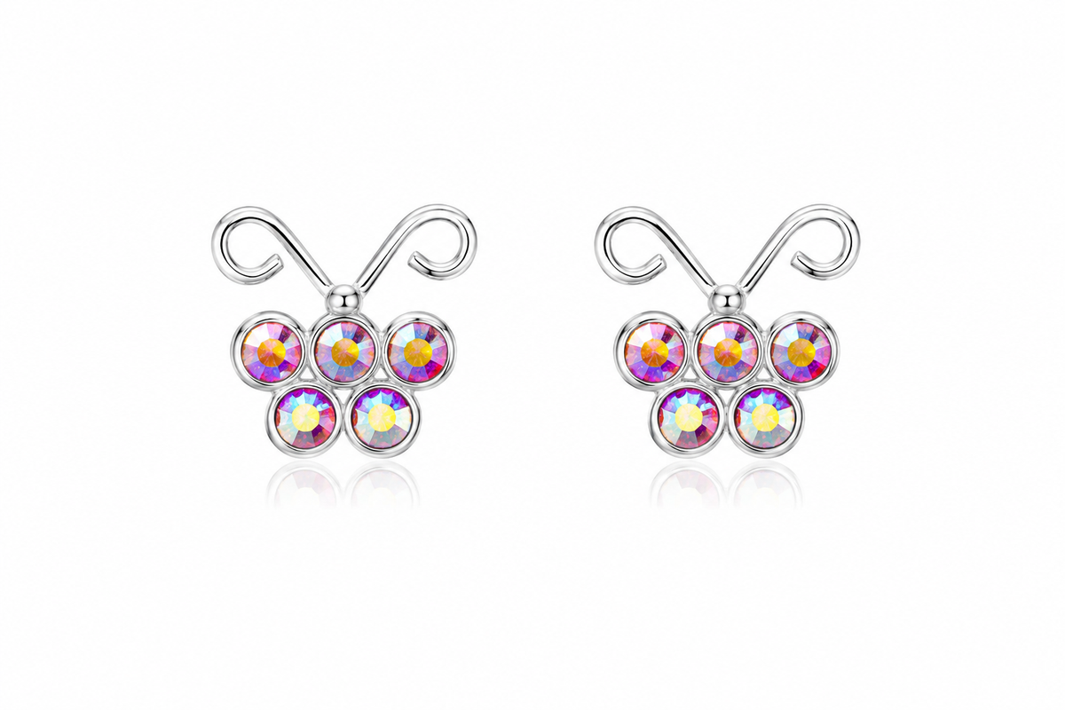 Celestial Crystal Cluster Stud Earrings in 925 sterling silver – additional view