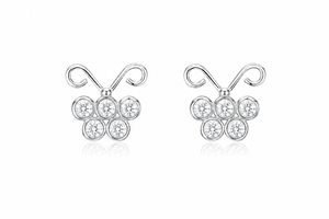 Celestial Crystal Cluster Stud Earrings in 925 sterling silver – side view