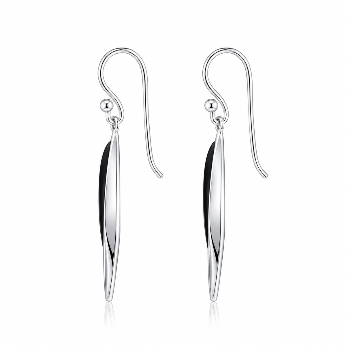 Black Onyx Textured Square Drop Earrings in 925 sterling silver – additional view
