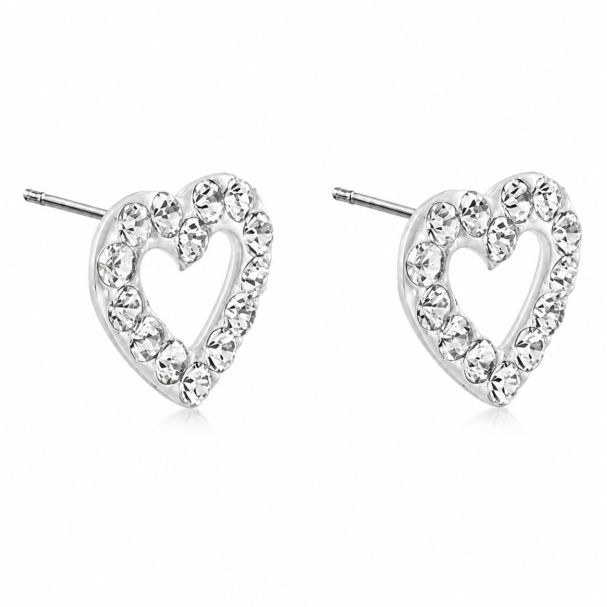 Celestial Heart Open Pavé Stud Earrings in 925 sterling silver – additional view