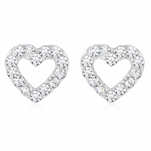 Celestial Heart Open Pavé Stud Earrings in 925 sterling silver – additional view