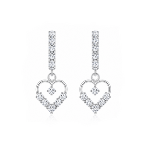 Celestial Heart Drop Silver Earrings in 925 sterling silver – main view