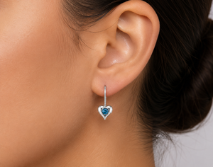 Celestial Heart Drop Earrings in 925 sterling silver – angle view