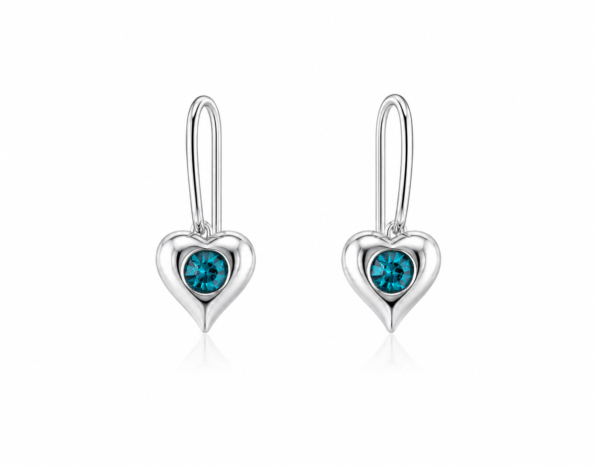 Celestial Heart Drop Earrings in 925 sterling silver – main view