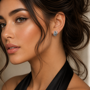 Celestial Knot Stud Earrings in 925 sterling silver – angle view