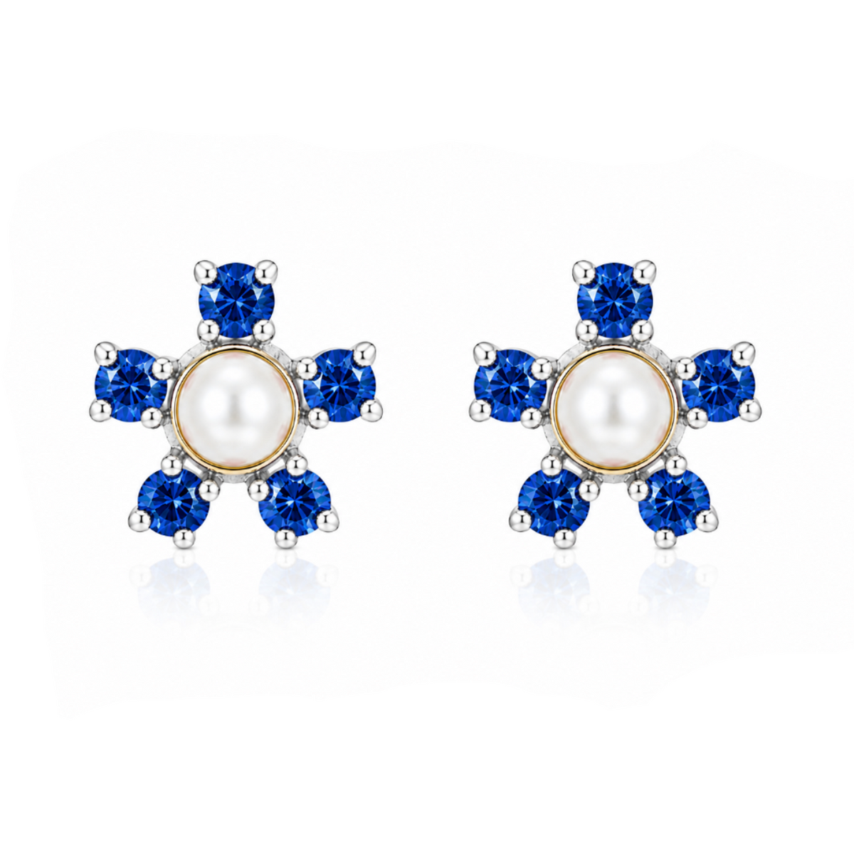 Celestial Pearl Blossom Stud Earrings in 925 sterling silver – main view