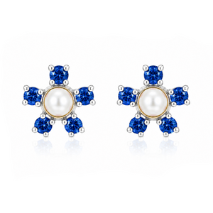 Celestial Pearl Blossom Stud Earrings in 925 sterling silver – main view