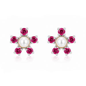 Celestial Pearl Blossom Stud Earrings in 925 sterling silver – additional view