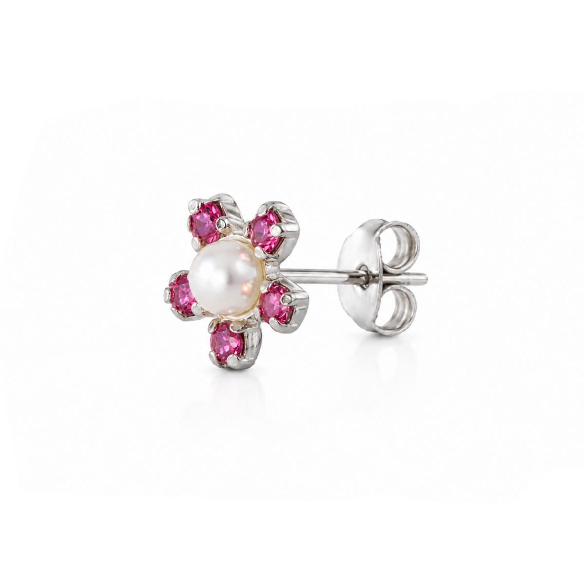Celestial Pearl Blossom Stud Earrings in 925 sterling silver – additional view