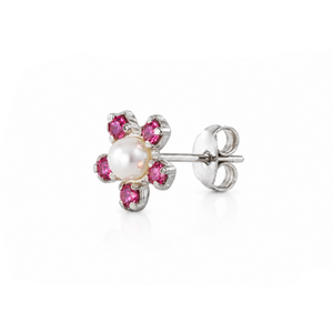 Celestial Pearl Blossom Stud Earrings in 925 sterling silver – additional view