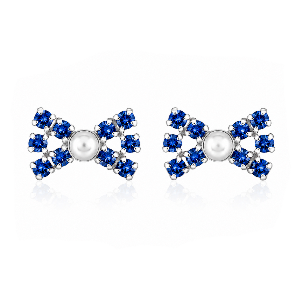 Celestial Pearl Bow Stud Earrings in 925 sterling silver – main view